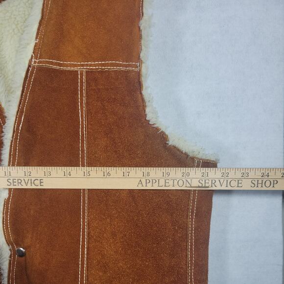 Vintage Leather Vest Mens Western Rodeo Sherpa Lined 70s 80s Mexico - Picture 6 of 13